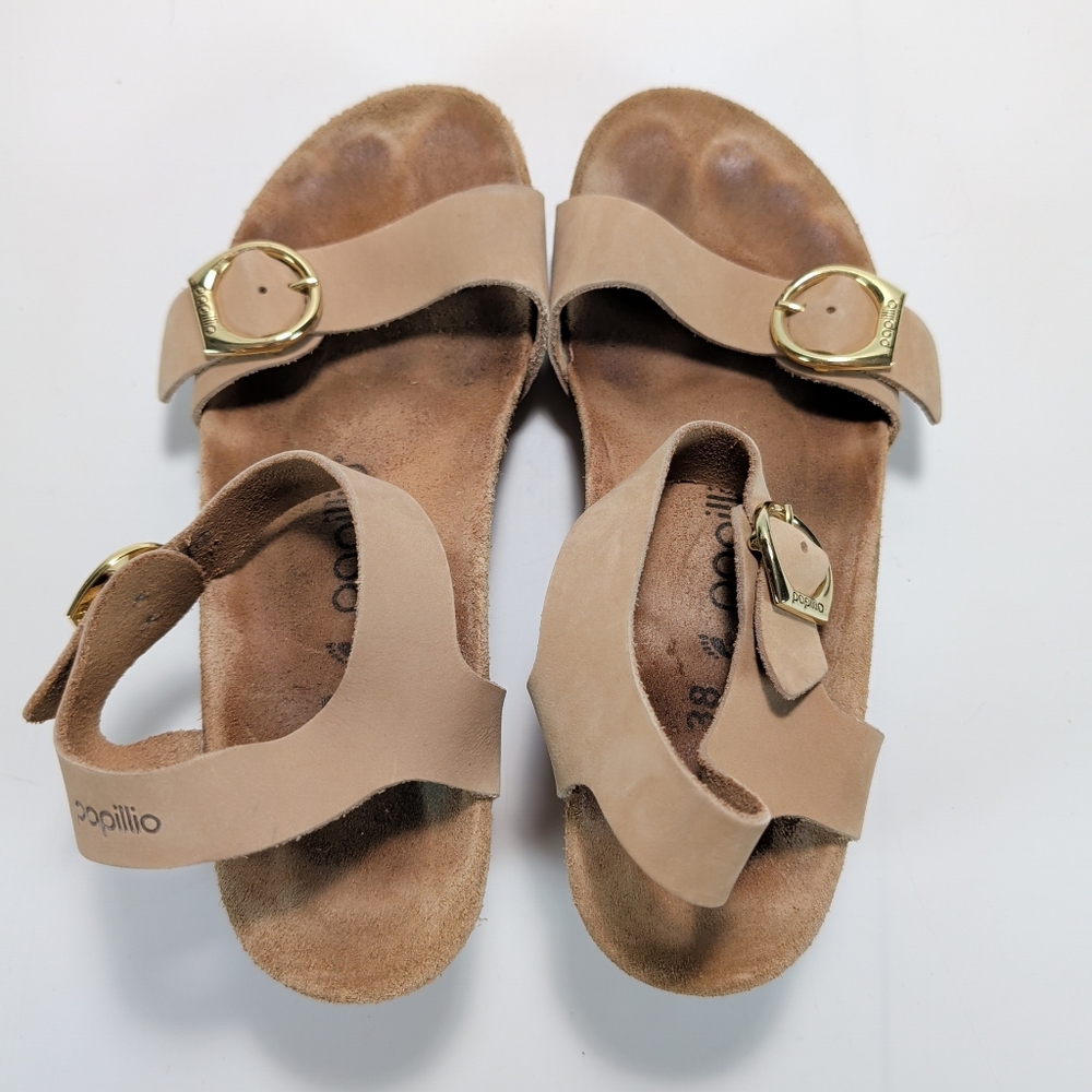 Birkenstock Papillio Soley Nubuck Leather Strappy Wedge Sandals - Sandcastle - Picture 9 of 11